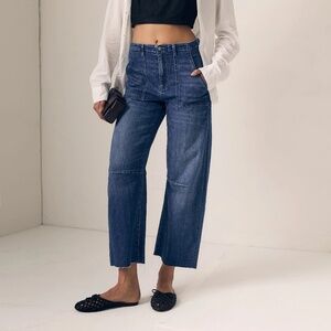 Le Jean Utility Soft Barrel Leg Jeans, Dark Wash